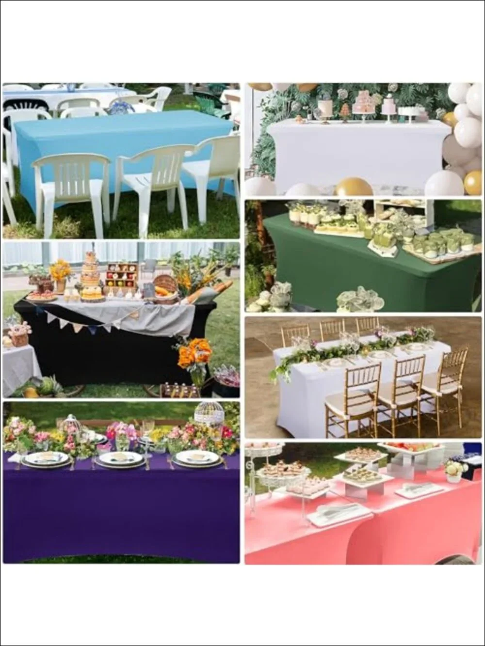 6 Pack Stretch Spandex Table Covers for 6ft Tables Fitted Elastic